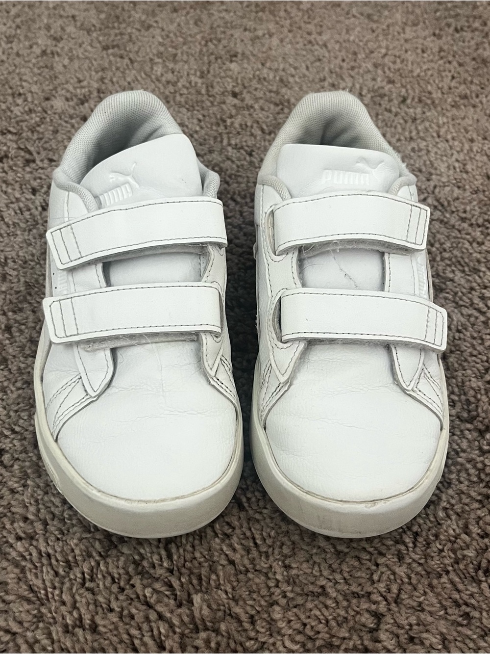 Puma Kids White Velcro Double-Strap Sneakers